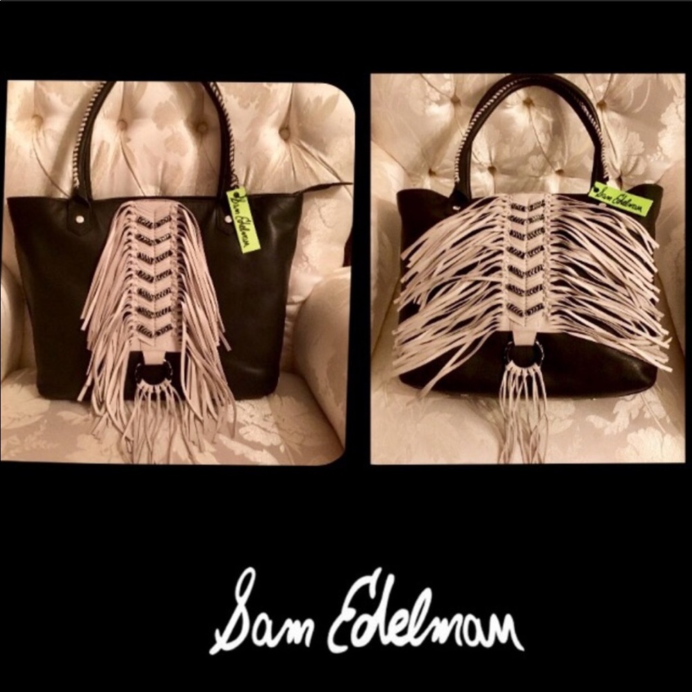 SAM EDELMAN SUEDE LEATHER FRINGE TOTE DISCONTINUED - Picture 3 of 9